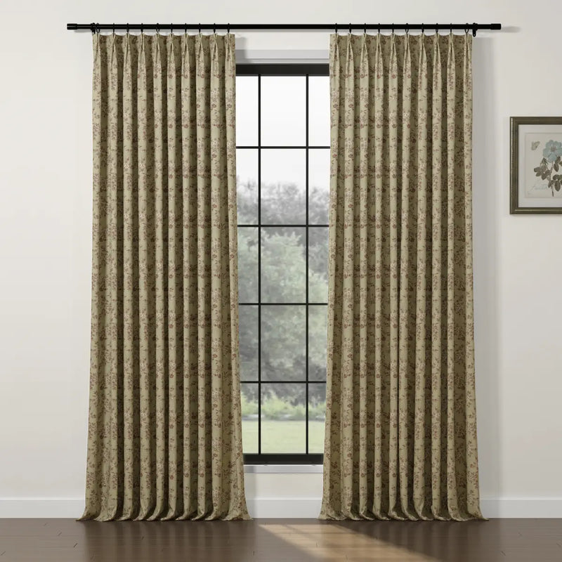 Sara Le x TWOPAGES Vintage Printed Linen Pleated Curtains