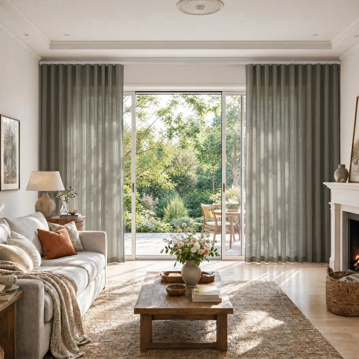 Liz Linen S-fold Curtains with Snap Tape - Lora Track