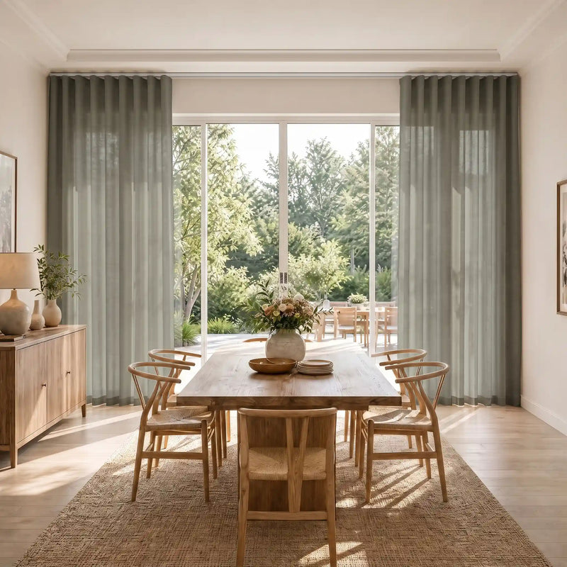 Liz Linen S-fold Curtains with Snap Tape - Lora Track