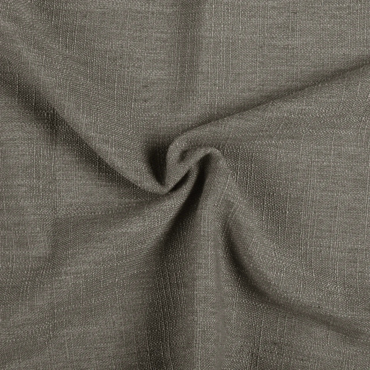 Sepia Ebony Liz linen curtains in a detailed side view showing layered folds and fabric depth