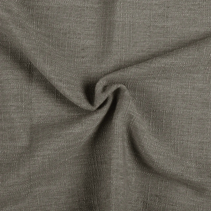 Sepia Ebony Liz linen curtains in a detailed side view showing layered folds and fabric depth