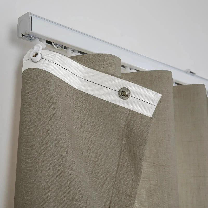Liz Linen Ripple Fold Drapery with Snap Tape - Lora Track- -TWOPAGES