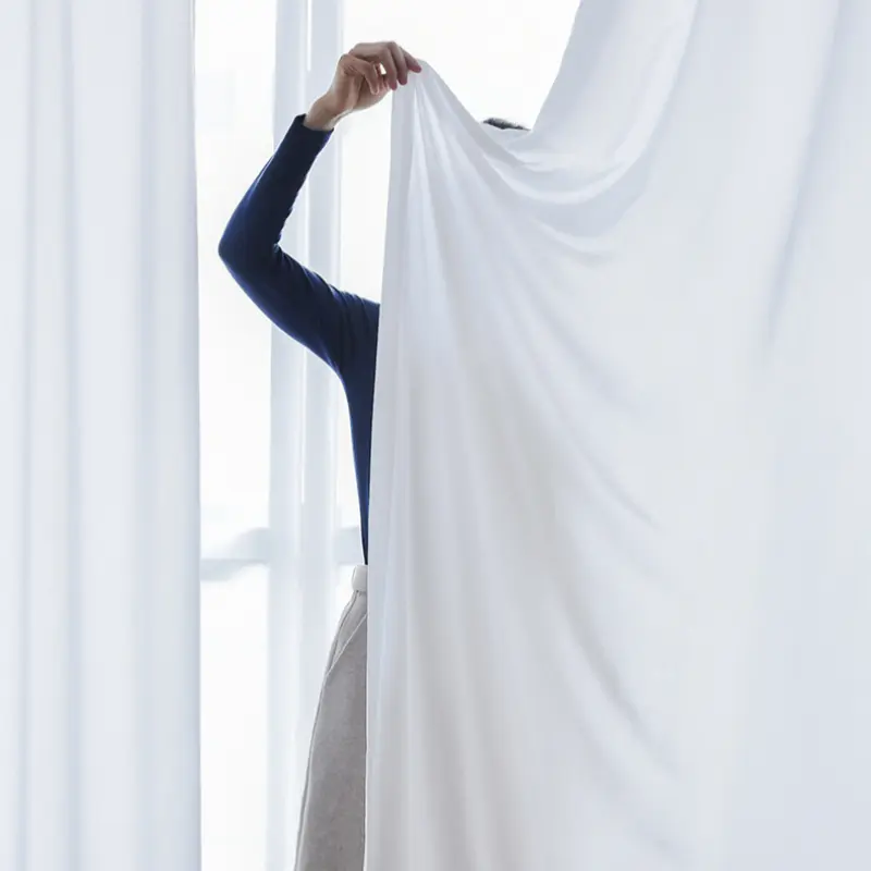 Florida Embossed White Semi-Sheer Pleated Curtains