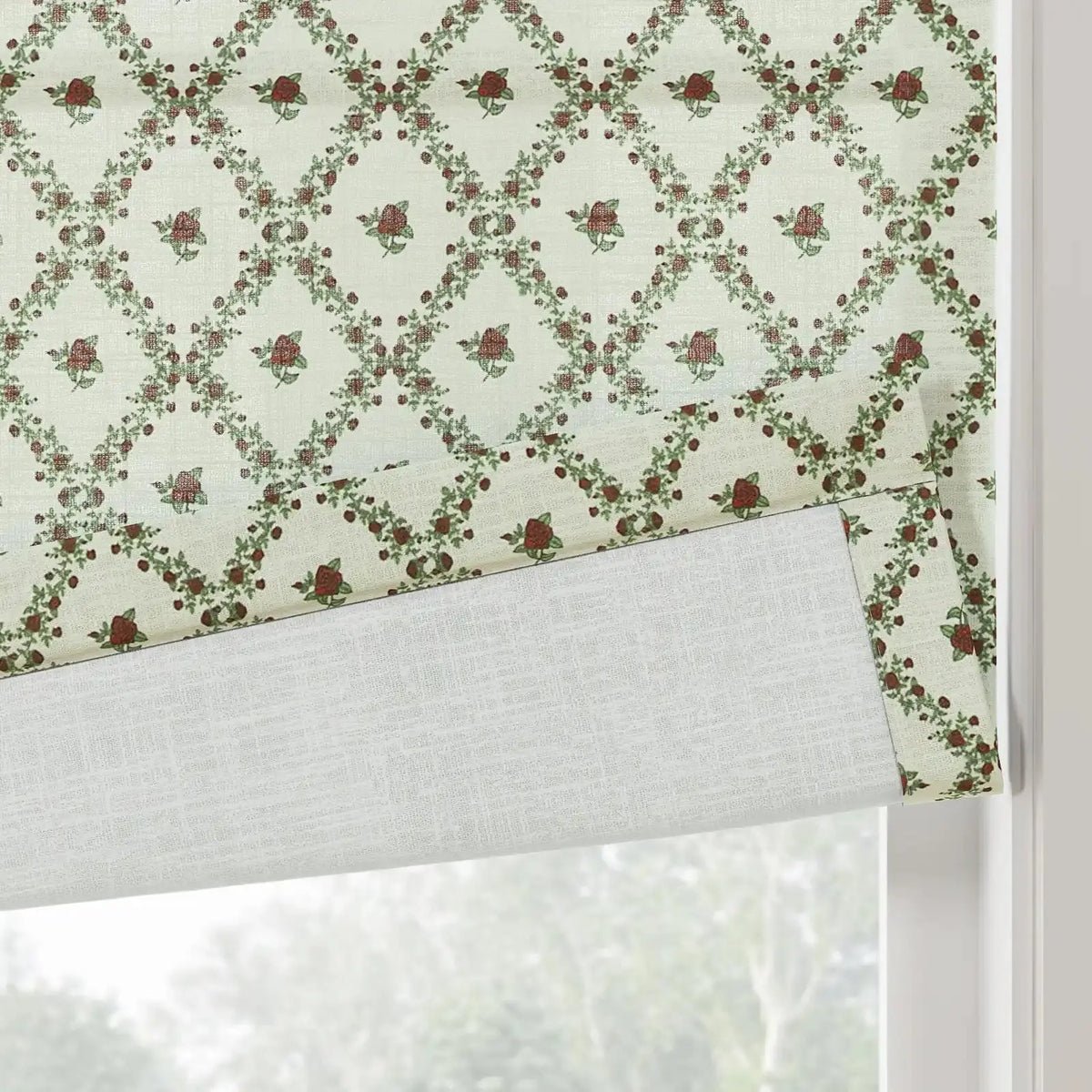 Britt Bengoechea x TWOPAGES Floral Print Linen Cotton Roman Blind Cordless