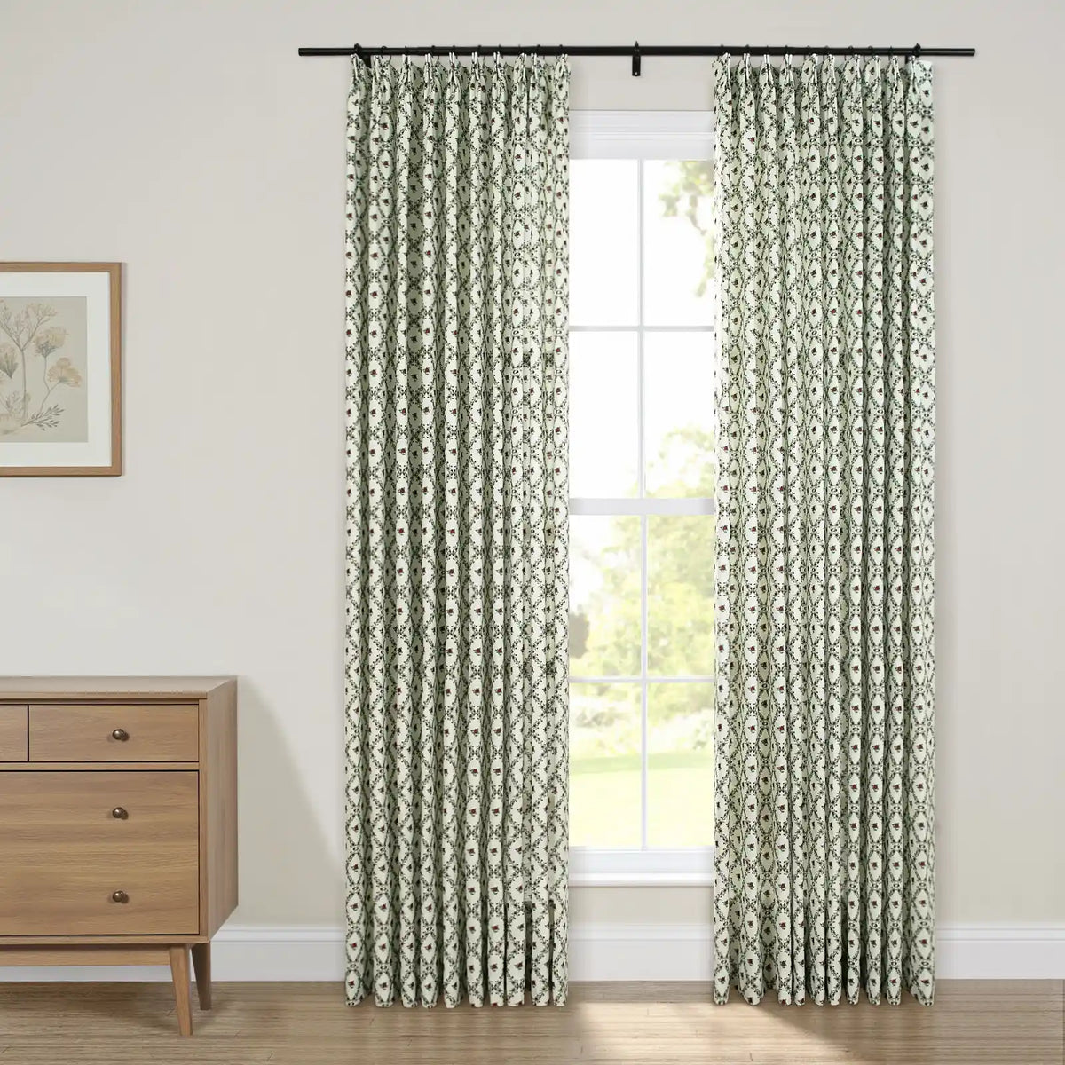 Britt Bengoechea x TWOPAGES Cottage Floral Printed Linen Cotton Pleated Curtains