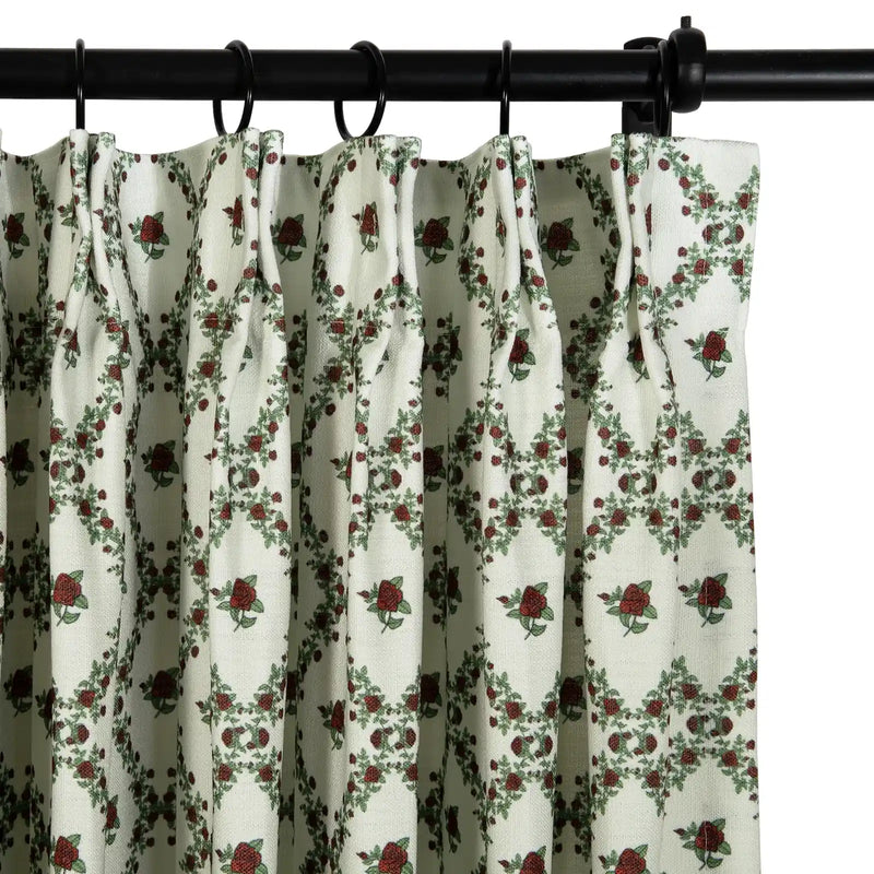 Britt Bengoechea x TWOPAGES Cottage Floral Printed Linen Cotton Pleated Curtains