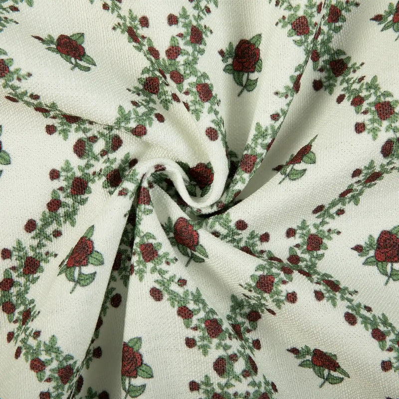Britt Bengoechea x TWOPAGES Cottage Floral Printed Linen Cotton Pleated Curtains