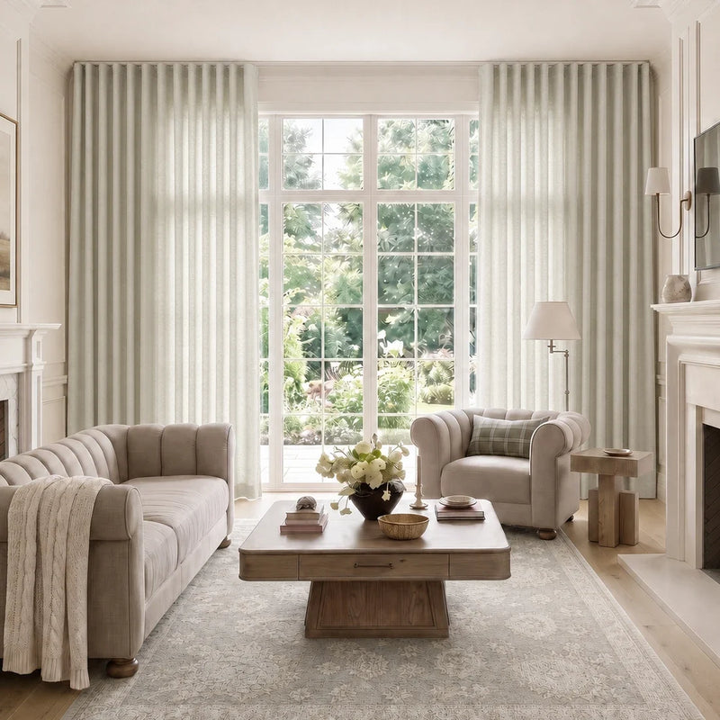Isabella Cotton S-fold Curtains with Belt Hook - Lora Track