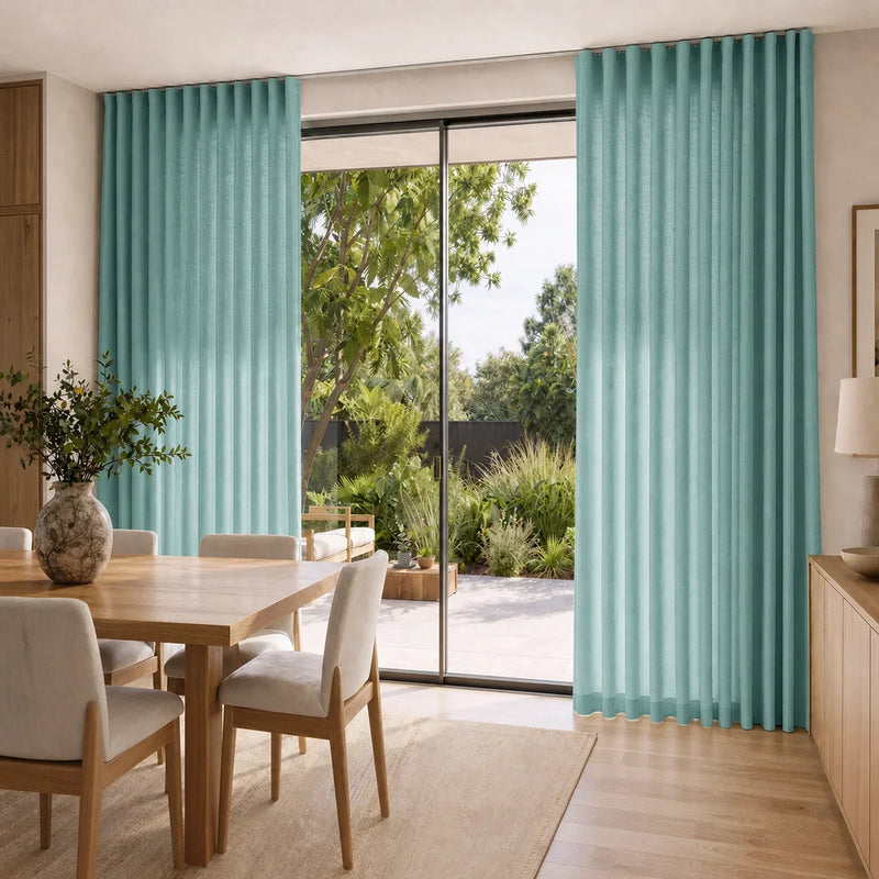 Isabella Cotton S-fold Curtains with Belt Hook - Leo Track
