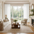 Liz Linen Ripple Fold Drapery with Snap Tape - Cato Traverse Rod- -TWOPAGES