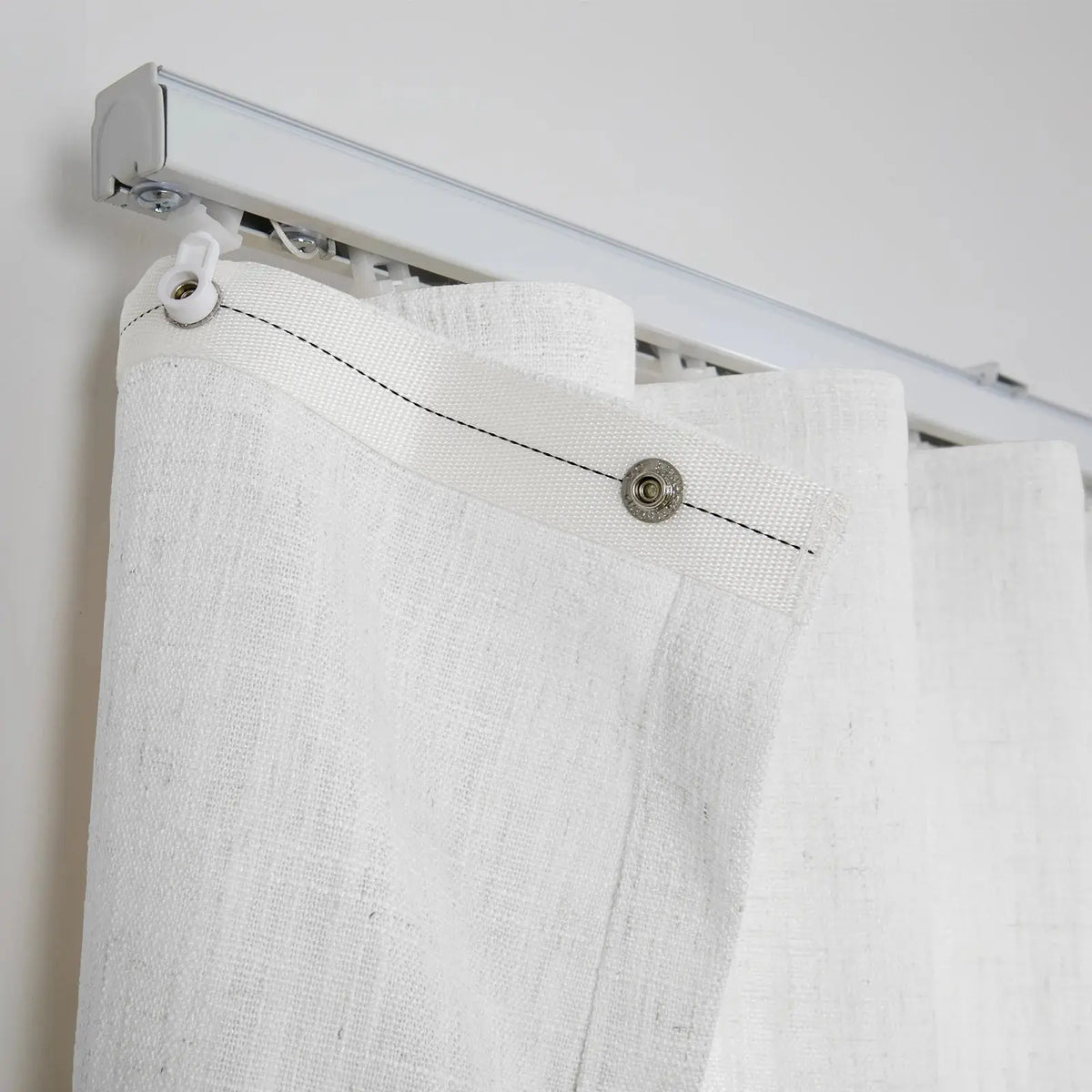 Liz Linen Ripple Fold Drapery with Snap Tape - Lora Track- -TWOPAGES