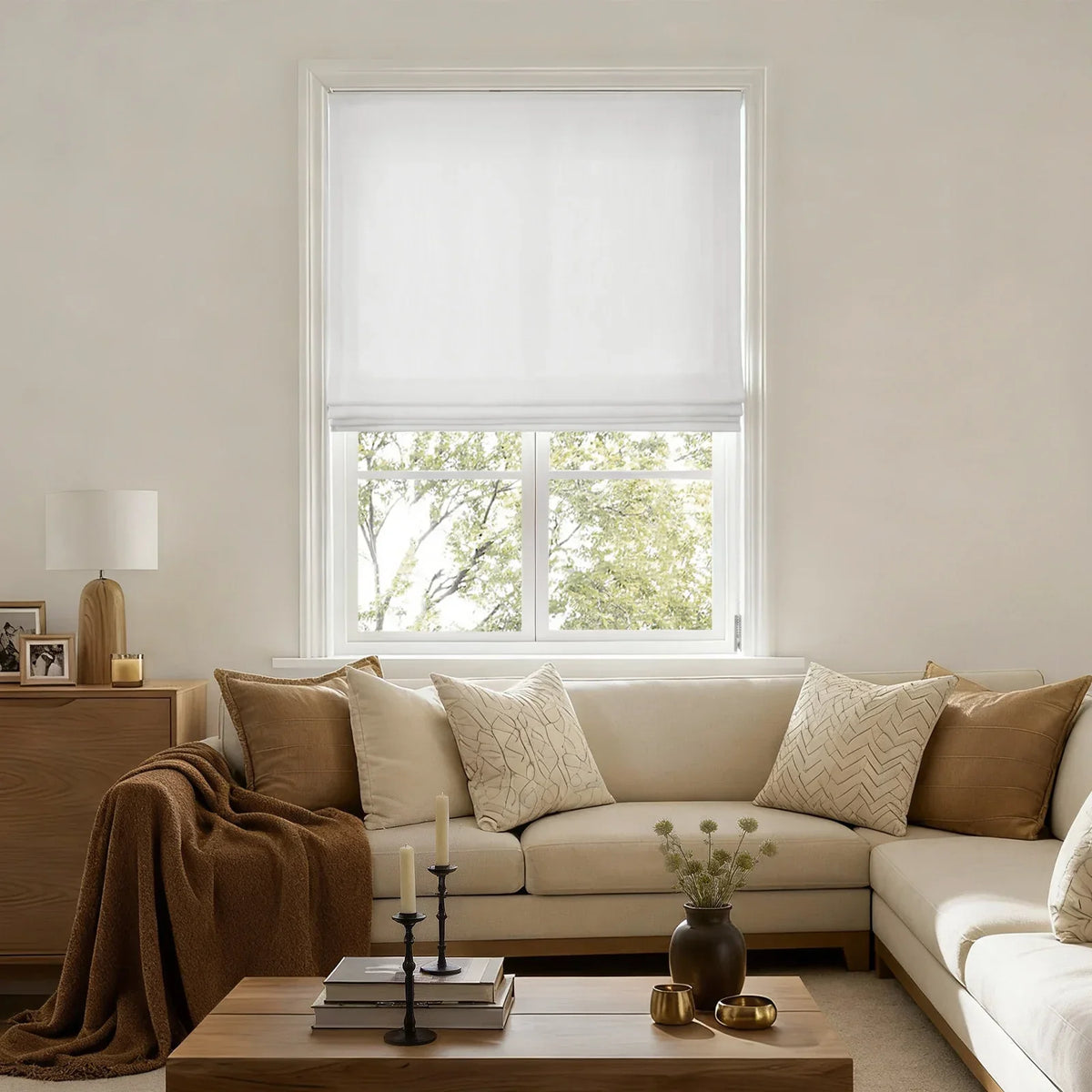Liz Linen Flat Roman Blind Cord Lift