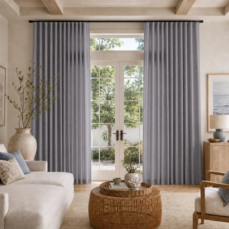 Karin Pure Wool S-fold Curtains with Snap Tape - Cato Traverse Rod
