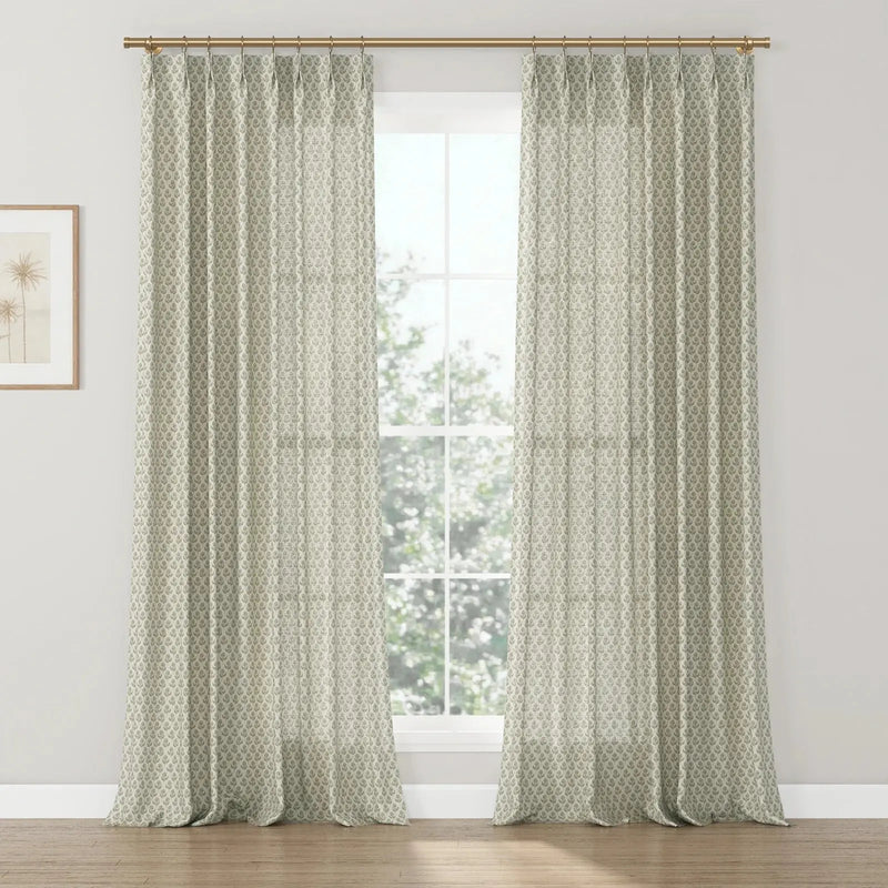 Rebecca Hughes x TWOPAGES Classic Vintage Printed Cotton Pleated Curtains
