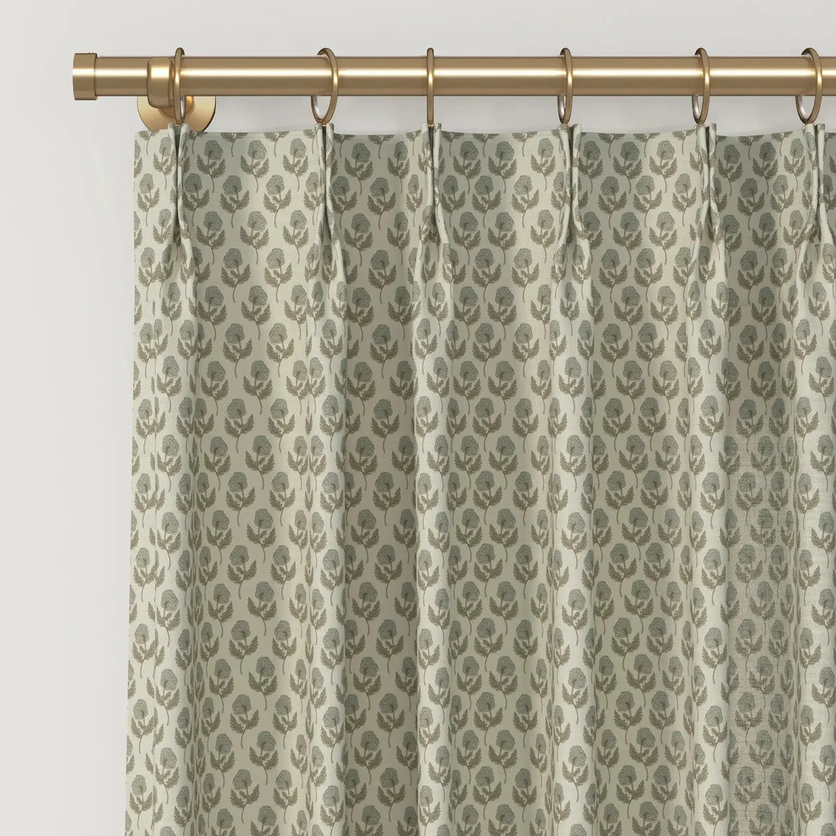 Rebecca Hughes x TWOPAGES Classic Vintage Printed Cotton Pleated Curtains