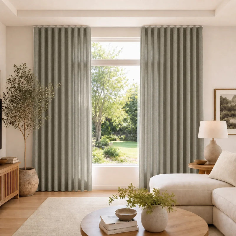 Karin Pure Wool S-fold Curtains with Belt Hook - Lora Track