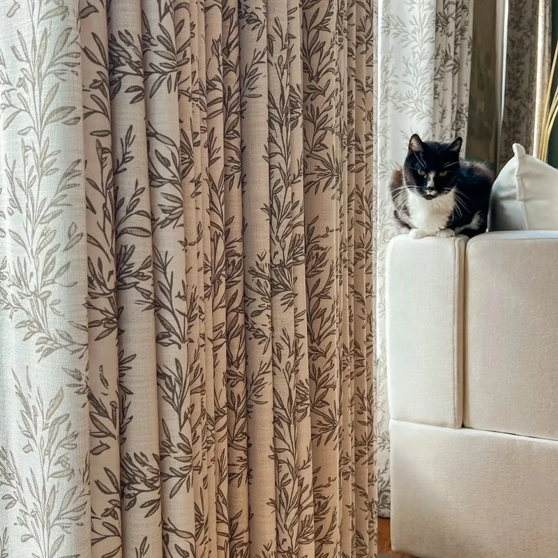 Sara Le x TWOPAGES Vintage Printed Linen Pleated Curtains