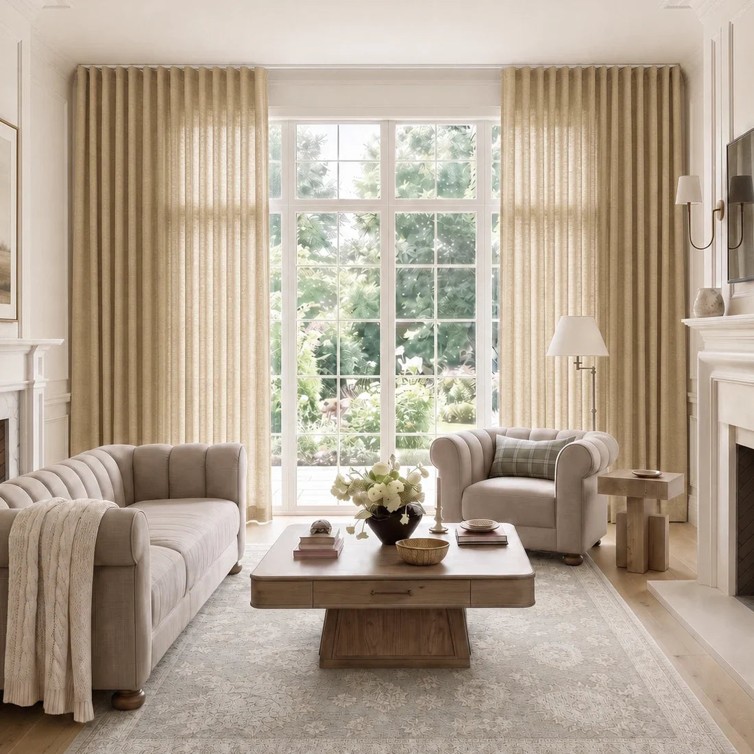 Isabella Cotton S-fold Curtains with Belt Hook - Lora Track