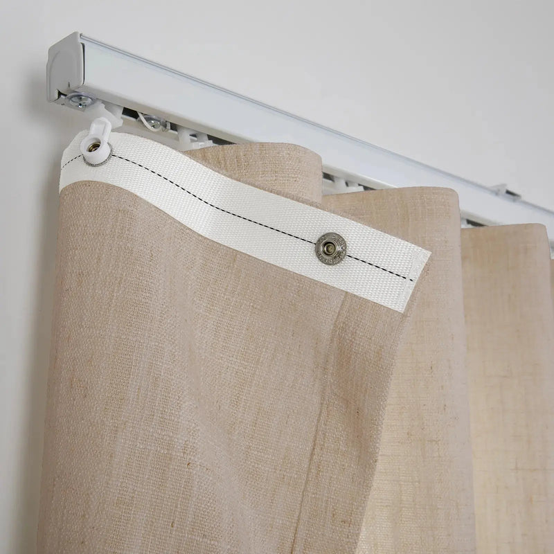 Liz Linen Ripple Fold Drapery with Snap Tape - Lora Track- -TWOPAGES