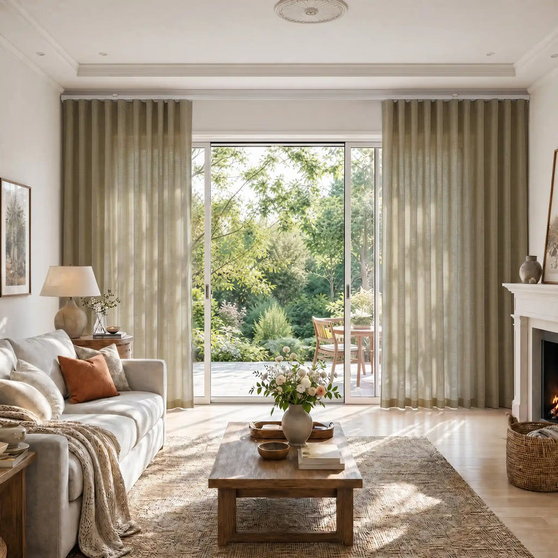 Liz Linen S-fold Curtains with Snap Tape - Lora Track