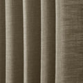 Taupe Grey Liz Linen Pleated Curtains dense linen weave shown in deep vertical folds