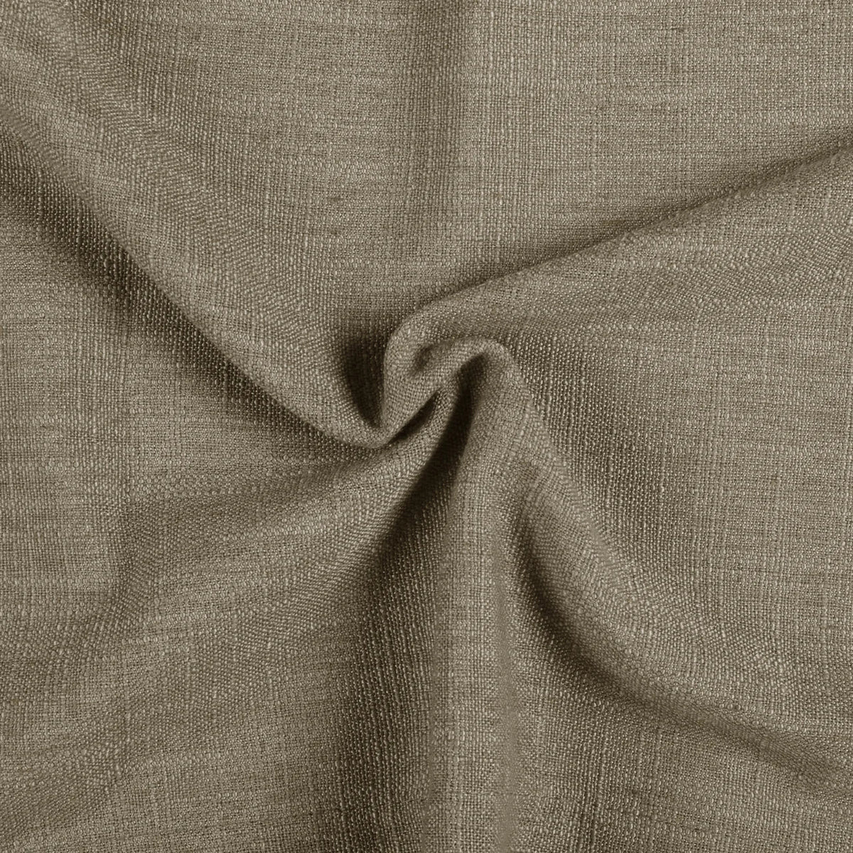 Taupe Grey Liz Linen Pleated Curtains soft linen weave gathered into a spiral close-up