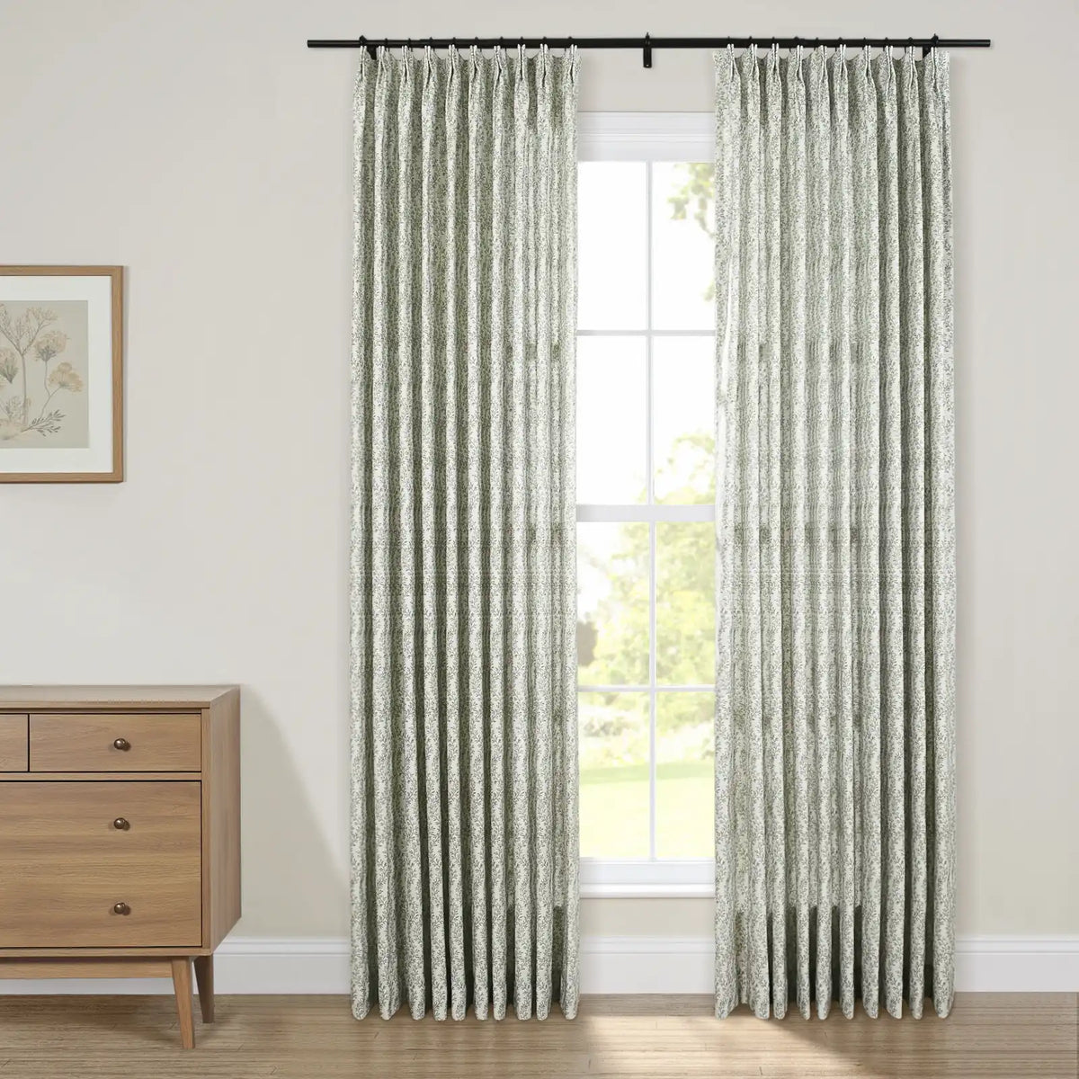 Britt Bengoechea x TWOPAGES Cottage Floral Printed Linen Cotton Pleated Curtains