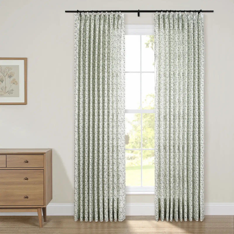 Britt Bengoechea x TWOPAGES Cottage Floral Printed Linen Cotton Pleated Curtains