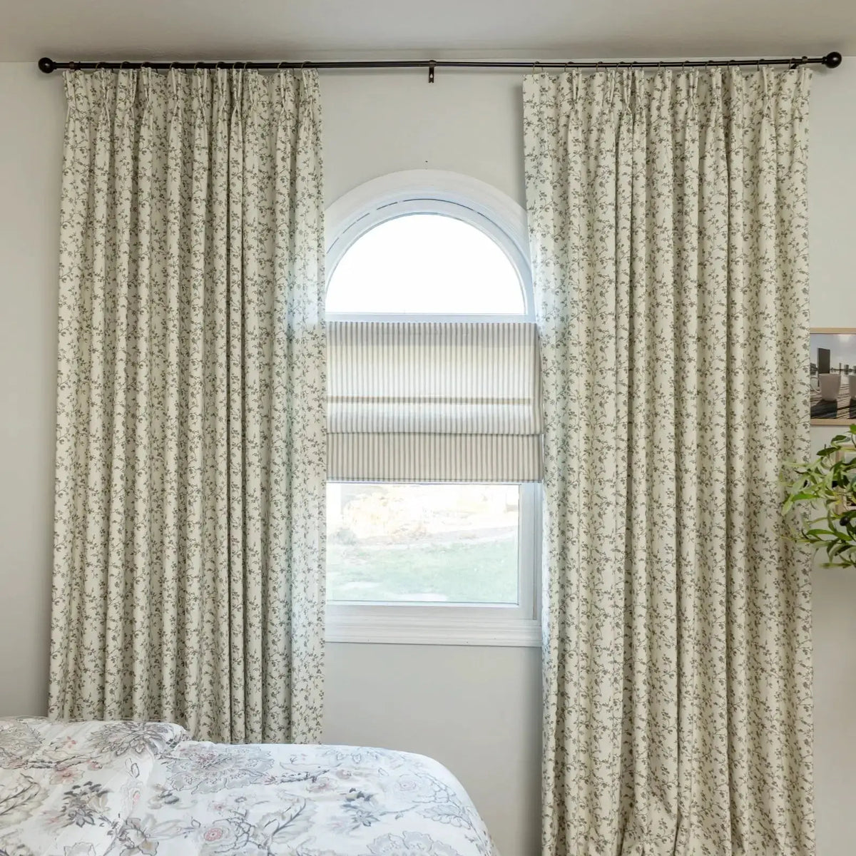 Britt Bengoechea x TWOPAGES Cottage Floral Printed Linen Cotton Pleated Curtains