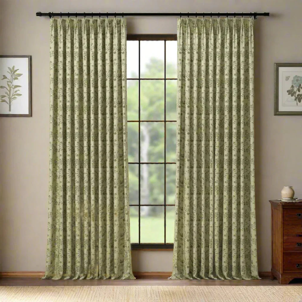Sara Le x TWOPAGES Vintage Printed Linen Pleated Curtains