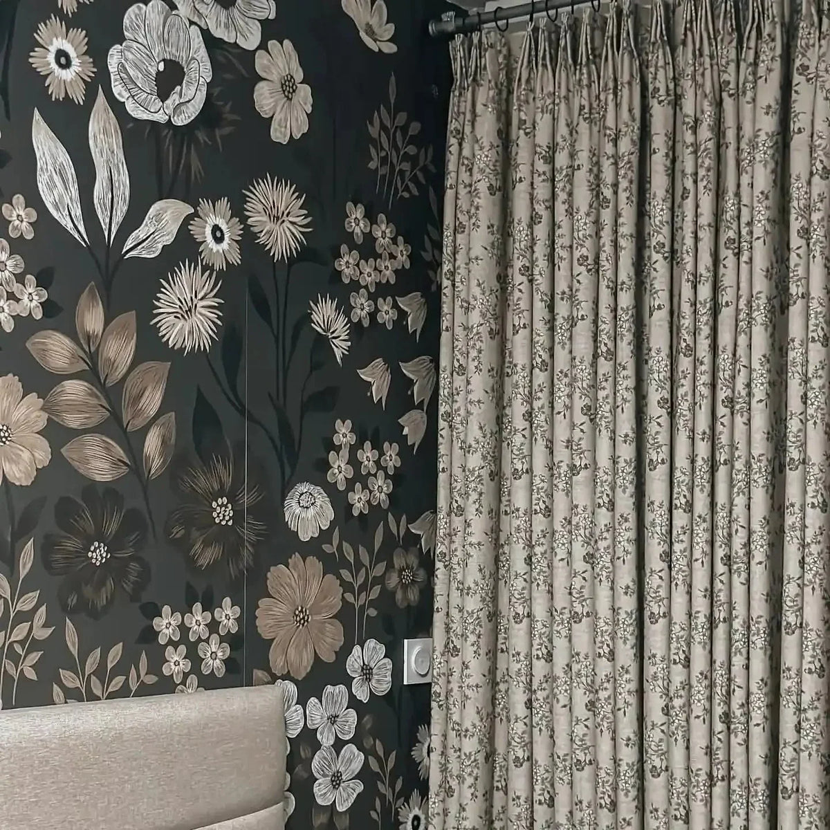 Sara Le x TWOPAGES Vintage Printed Linen Pleated Curtains