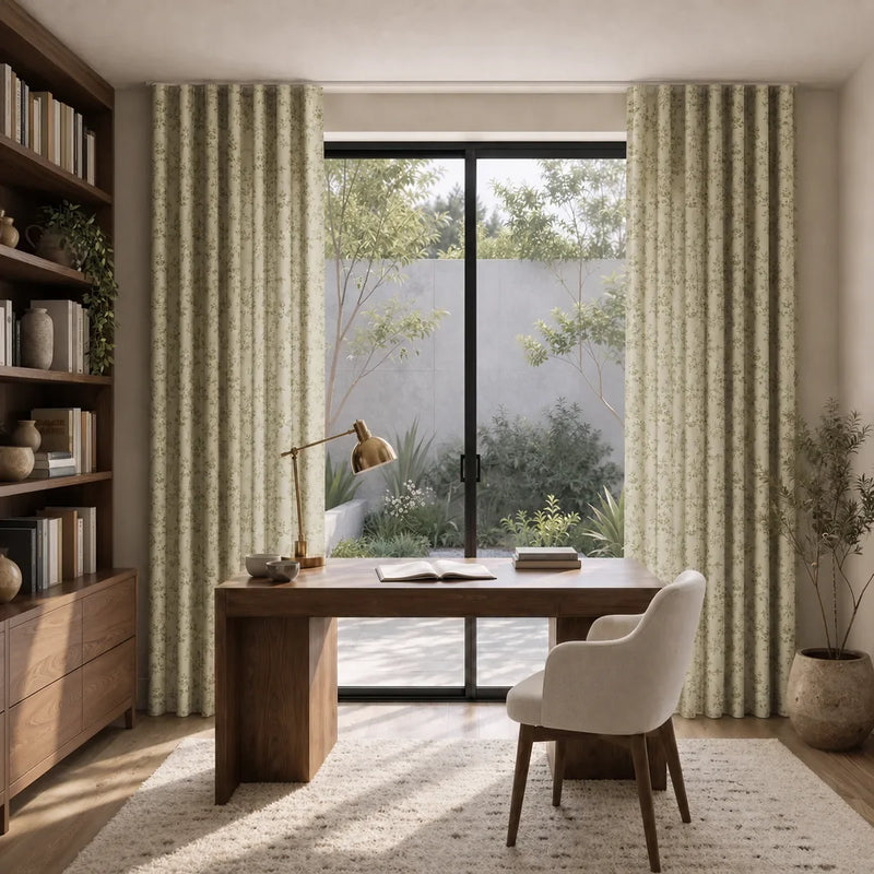 Sara Le x TWOPAGES Printed Linen S-fold Curtains with Belt Hook - Lora Track