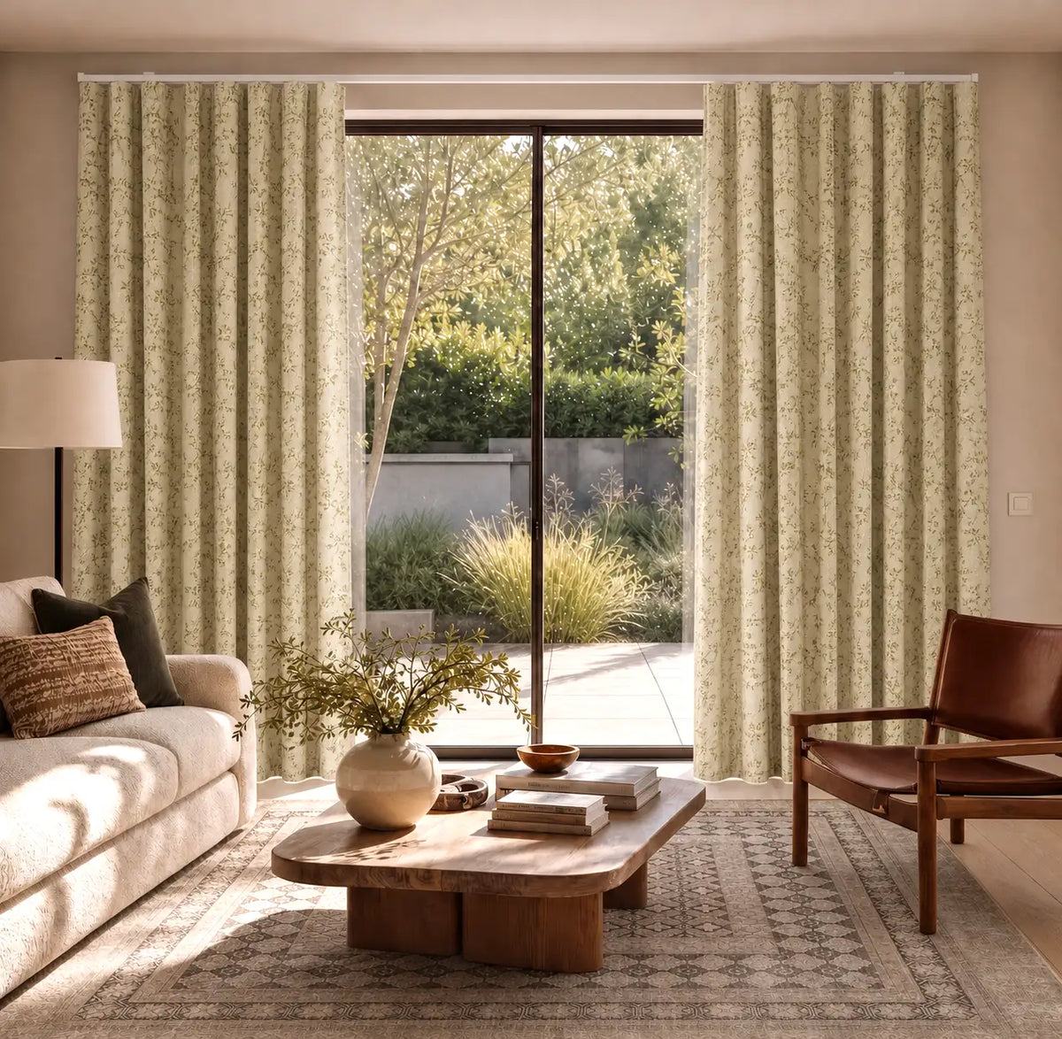 Sara Le x TWOPAGES Printed Linen S-fold Curtains with Belt Hook - Leo Track