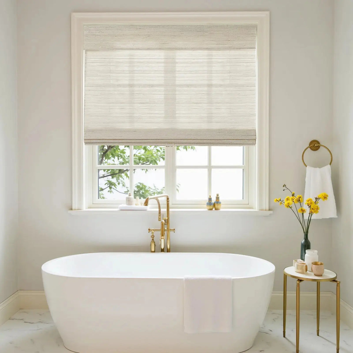 Lay Natural Ramie Bamboo Woven Blind - Wall White