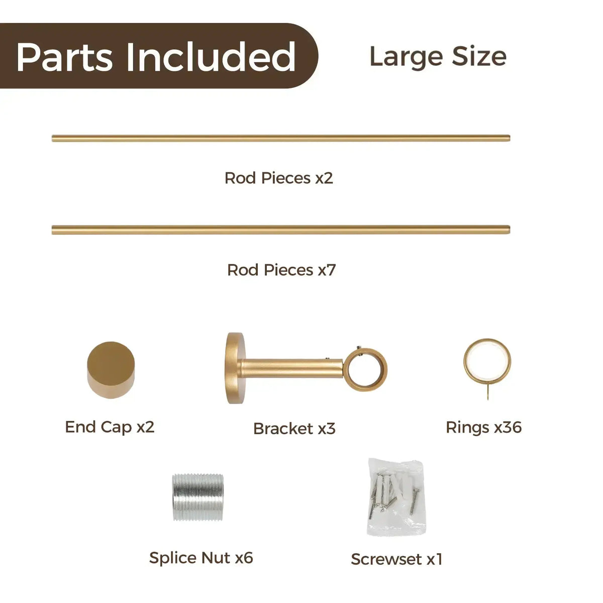 Lucas Adjustable Curtain Rod with Rings