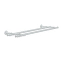 3D render of a white double curtain rod featuring two parallel tracks with integrated curtain gliders and circular wall brackets