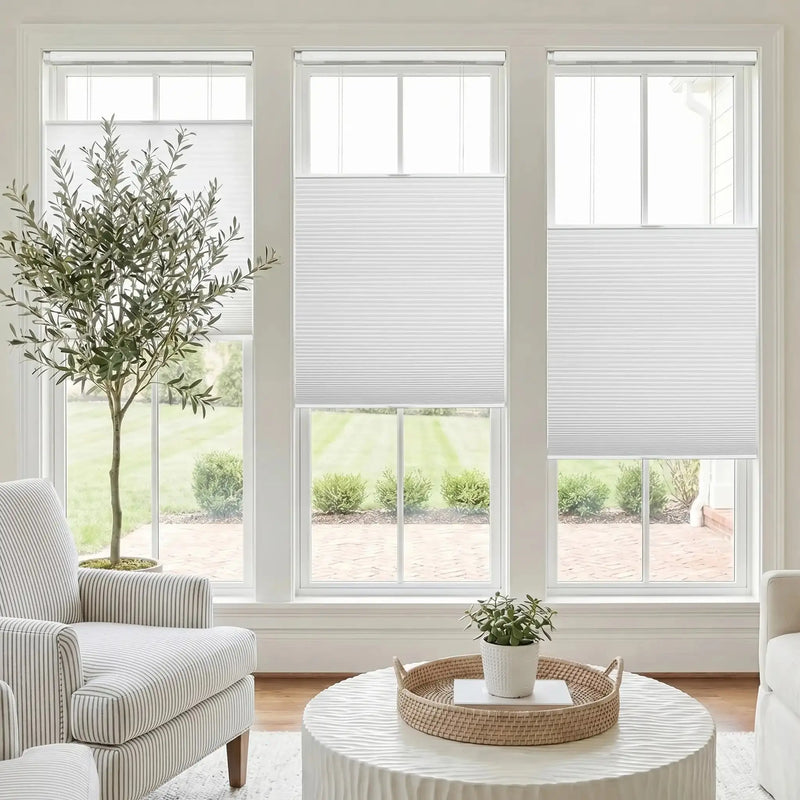 Aura No-Drill Top Down Bottom Up Blockout Cellular Window Blinds Cordless