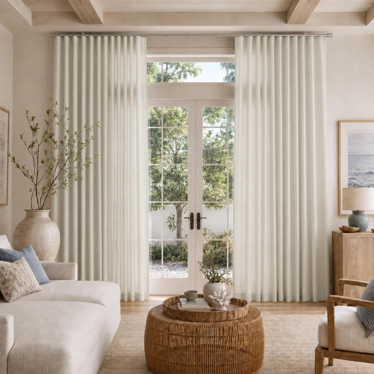 Karin Pure Wool S-fold Curtains with Snap Tape - Cato Traverse Rod