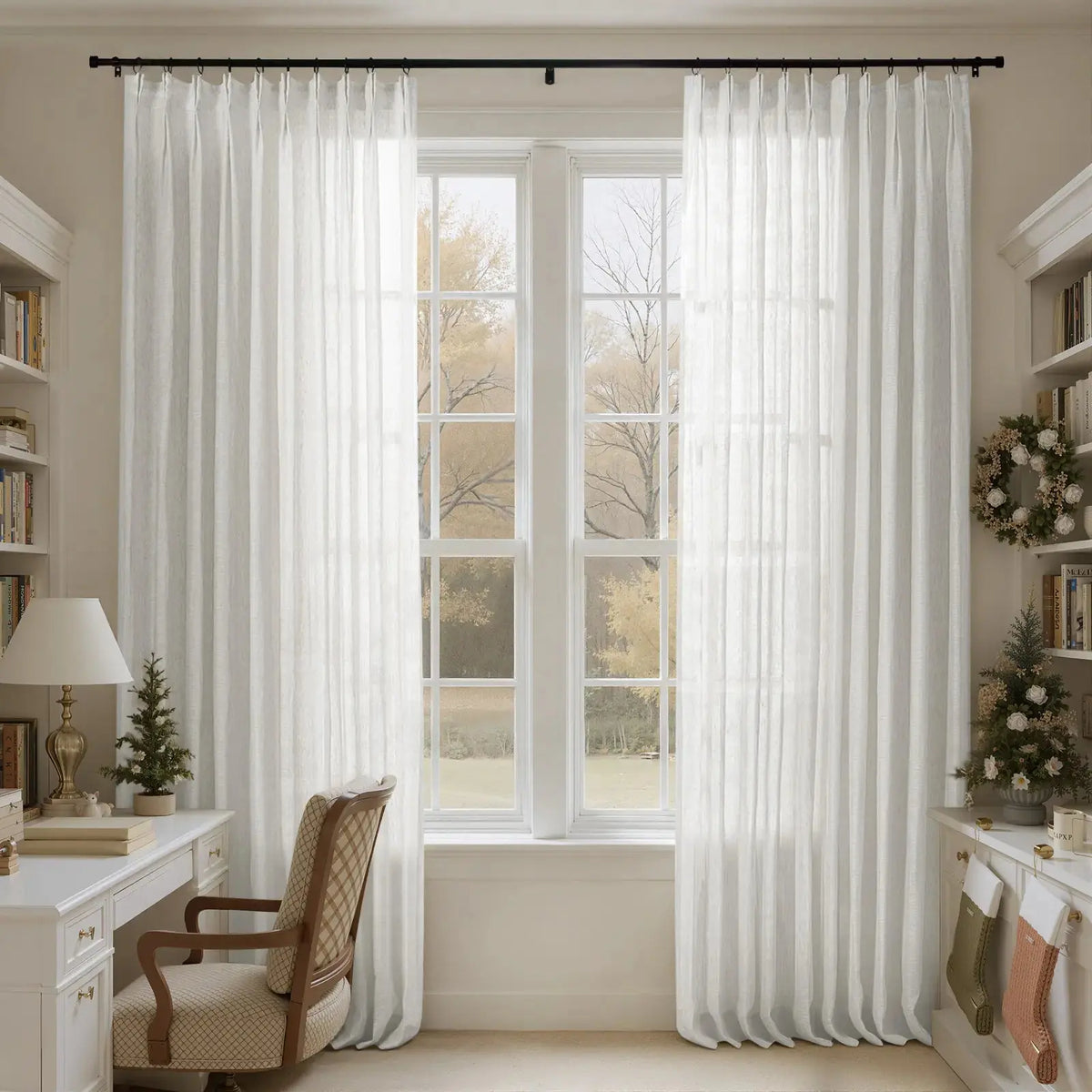 Joy Pure Linen Pleated Sheer Curtains