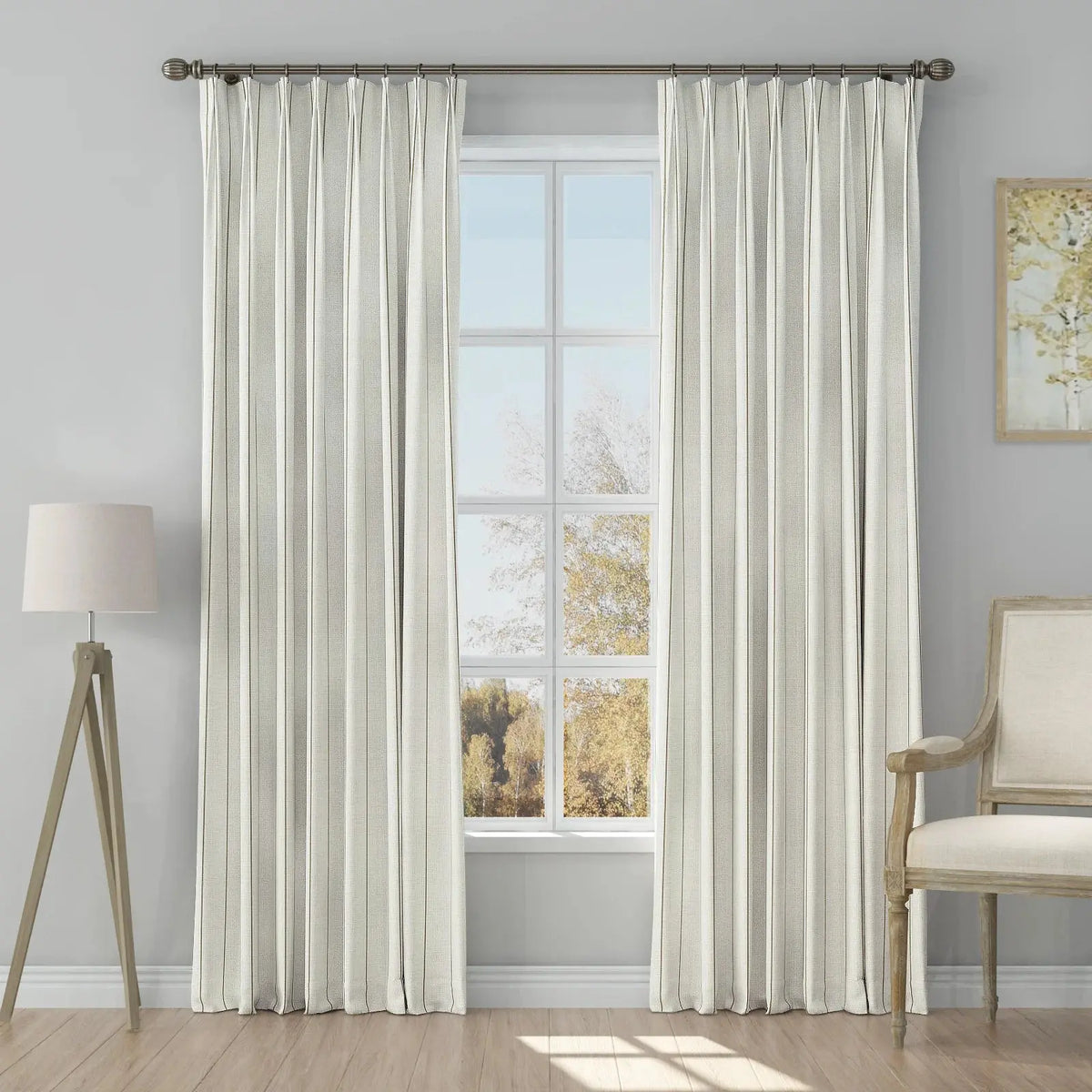 Stefana Silber x TWOPAGES Graphic Printed Linen Blend Pleated Curtains