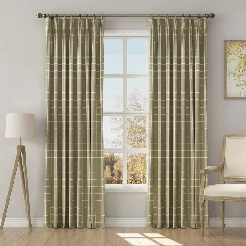 Stefana Silber x TWOPAGES Graphic Printed Linen Blend Pleated Curtains