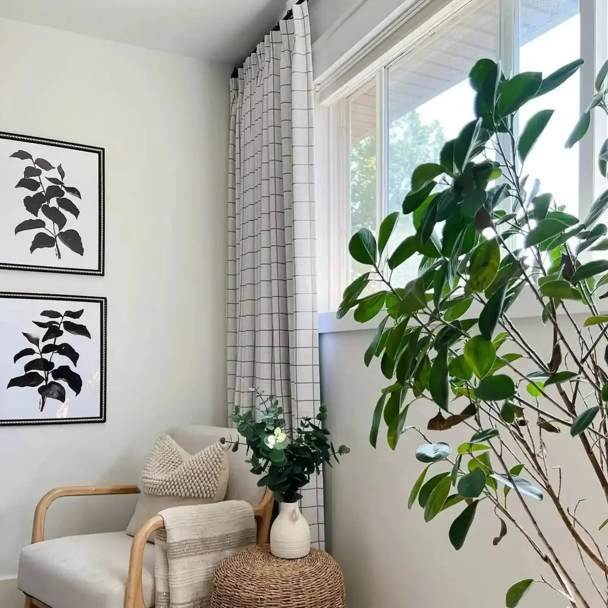 Stefana Silber x TWOPAGES Graphic Printed Linen Blend Pleated Curtains