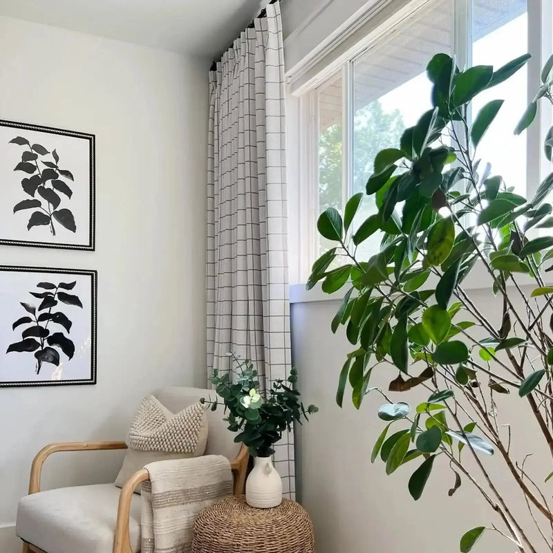 Stefana Silber x TWOPAGES Graphic Printed Linen Blend Pleated Curtains