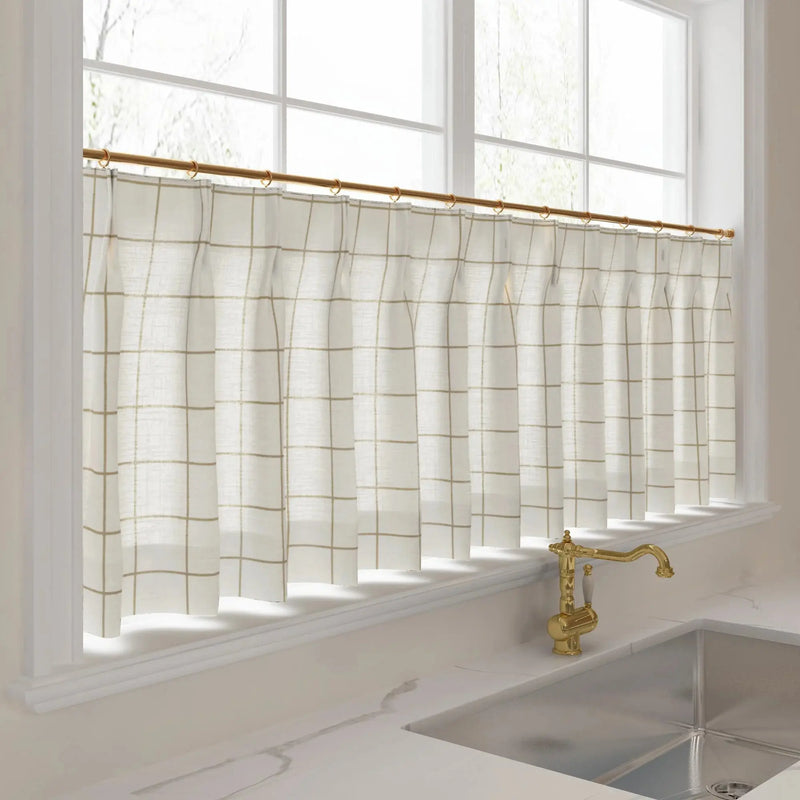 Stefana Silber x TWOPAGES Graphic Printed Linen Pleated Cafe Curtains