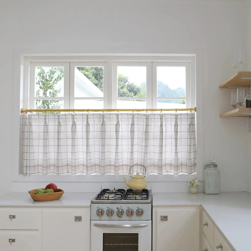 Stefana Silber x TWOPAGES Graphic Printed Linen Pleated Cafe Curtains