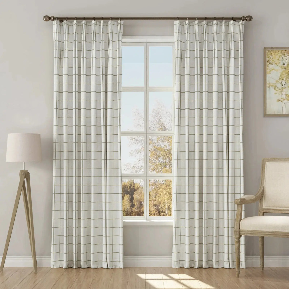 Stefana Silber x TWOPAGES Graphic Printed Linen Blend Pleated Curtains