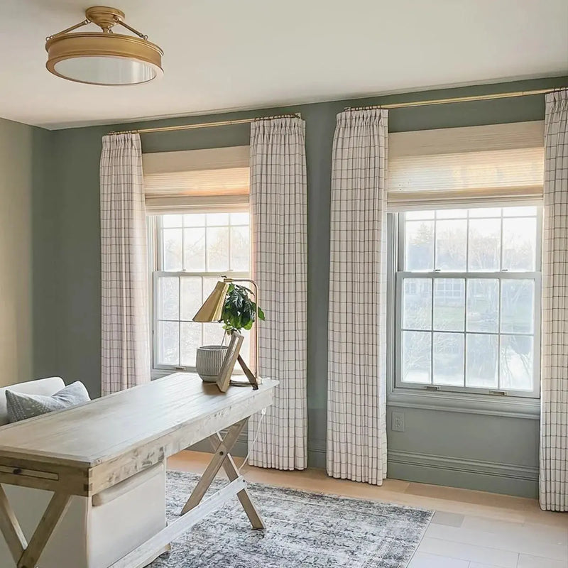 Stefana Silber x TWOPAGES Graphic Printed Linen Blend Pleated Curtains