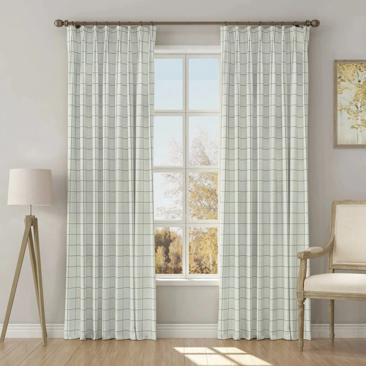 Stefana Silber x TWOPAGES Graphic Printed Linen Blend Pleated Curtains