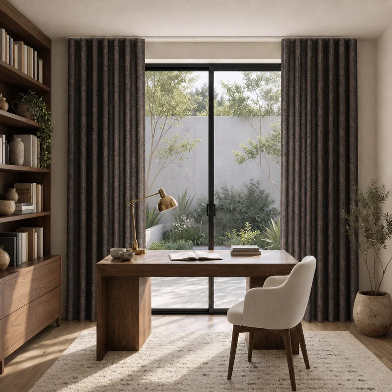 Sara Le x TWOPAGES Printed Linen S-fold Curtains with Belt Hook - Lora Track
