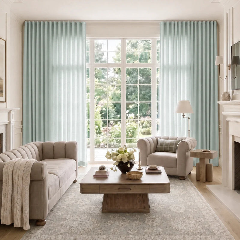Isabella Cotton S-fold Curtains with Belt Hook - Lora Track